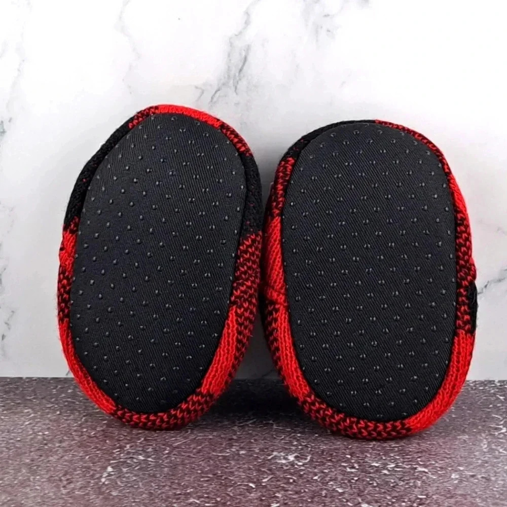 Dearfoams Baby Slippers - BABY BEAR on Buffalo Plaid Black and Red sz 3-6 month - Picture 6 of 7